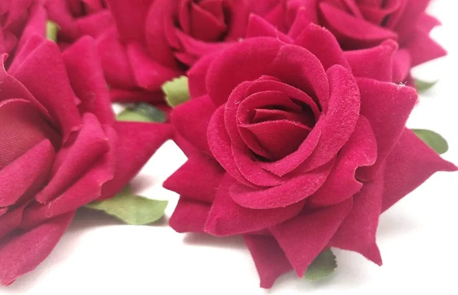 SATYAM KRAFT 12 Pcs Artificial Velvet Rose Flowers | Fake Floral Decoration for Ganesh chaturthi, Home, Janmashtami,DIY Craft, Room Decor, Festival & Gift Items